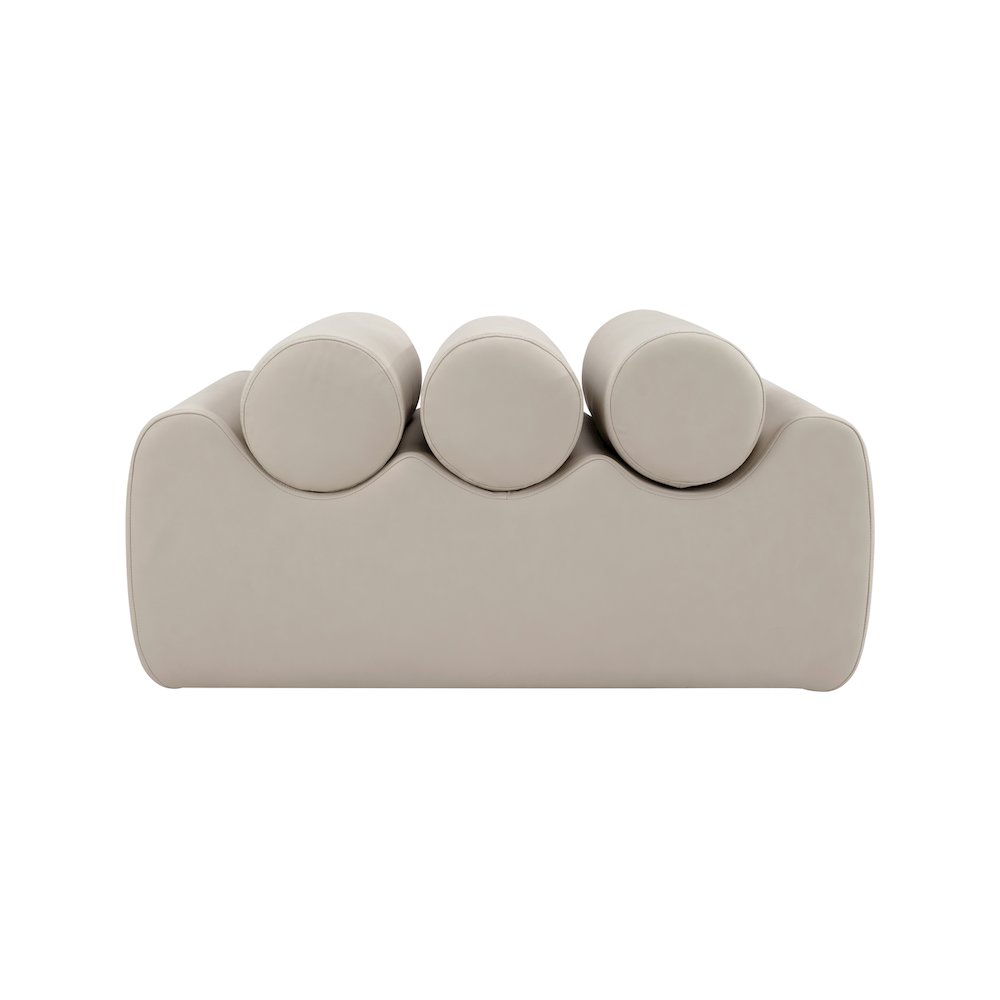 Rumble Taupe Vegan Leather Bench. Picture 3