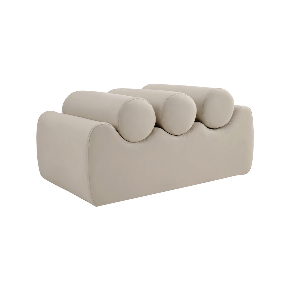 Rumble Taupe Vegan Leather Bench. Picture 5