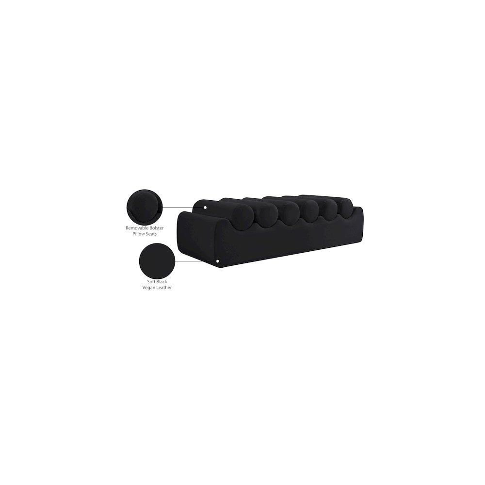 Rumble Black Vegan Leather Bench. Picture 9