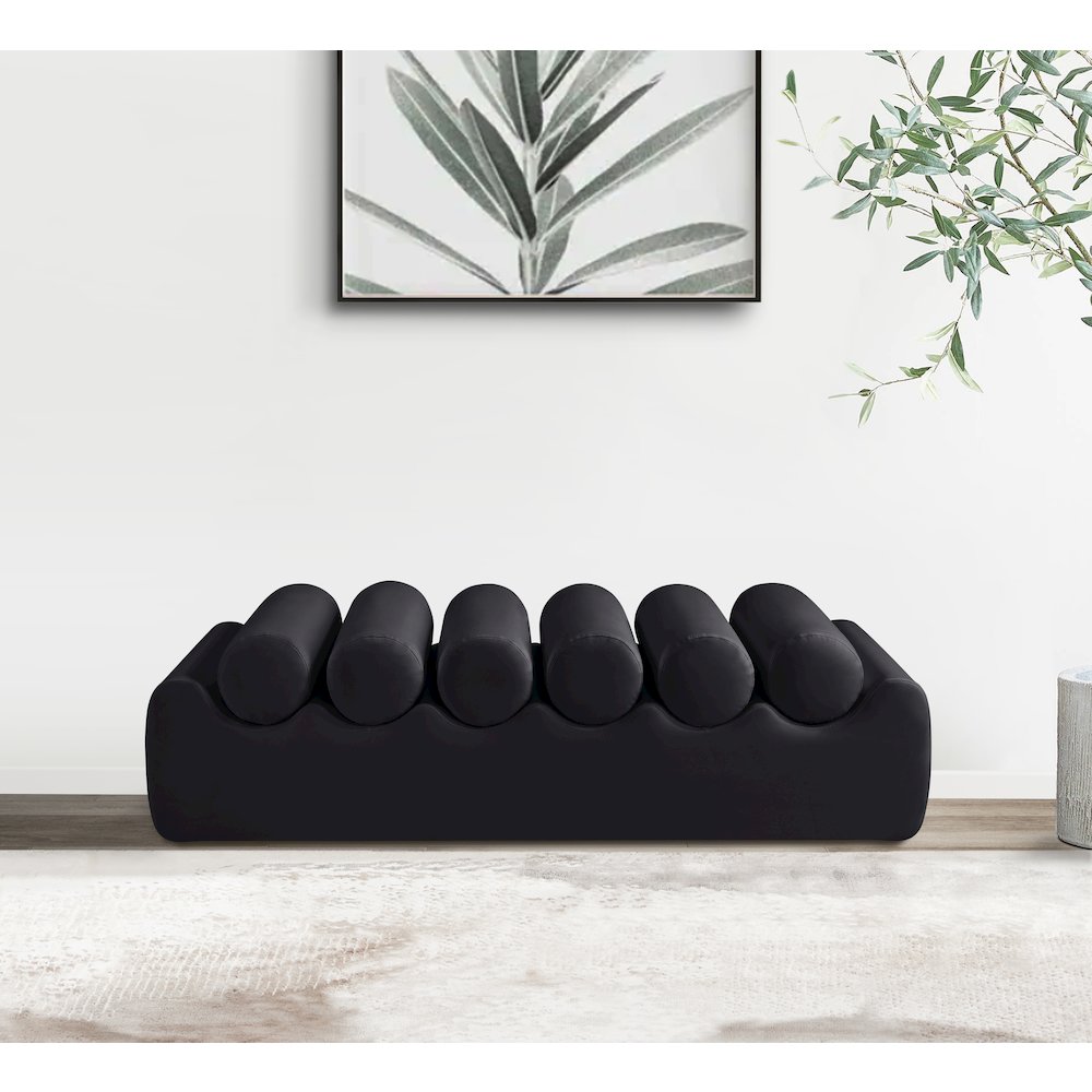 Rumble Black Vegan Leather Bench. Picture 2