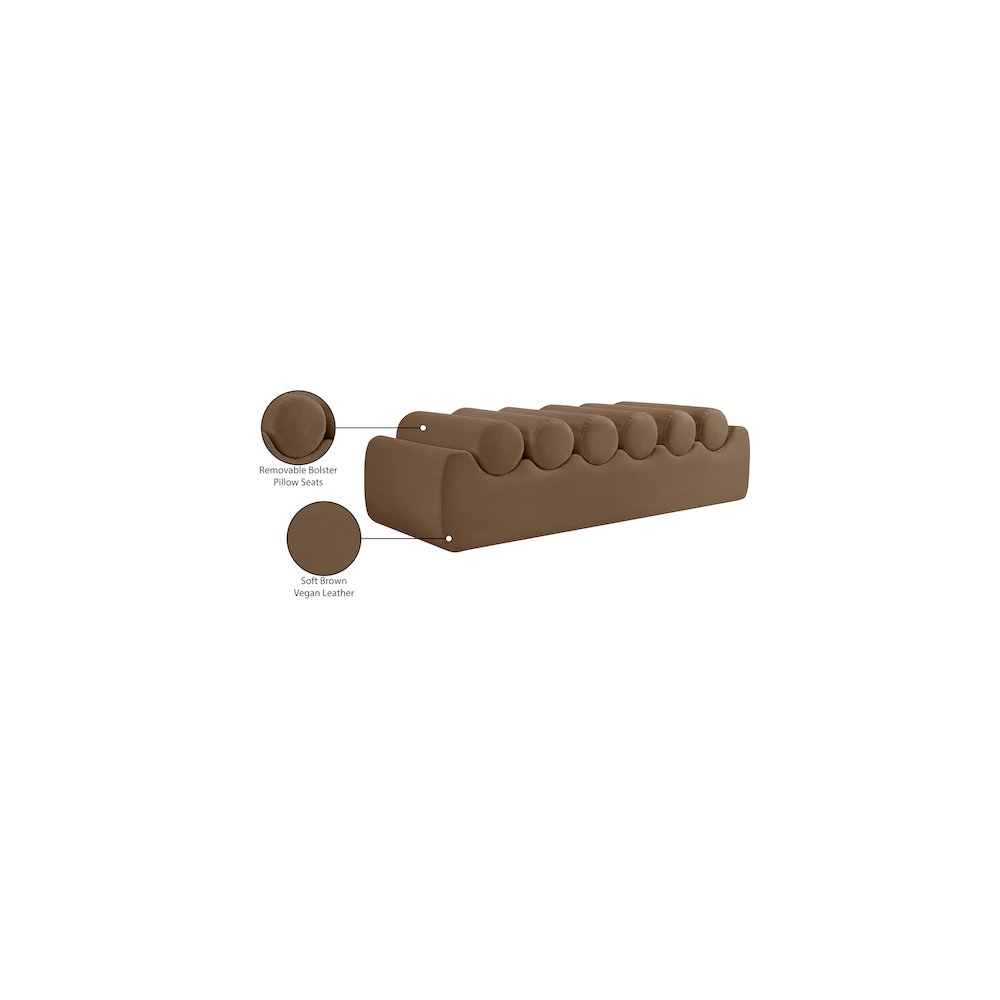 Rumble Brown Vegan Leather Bench. Picture 9