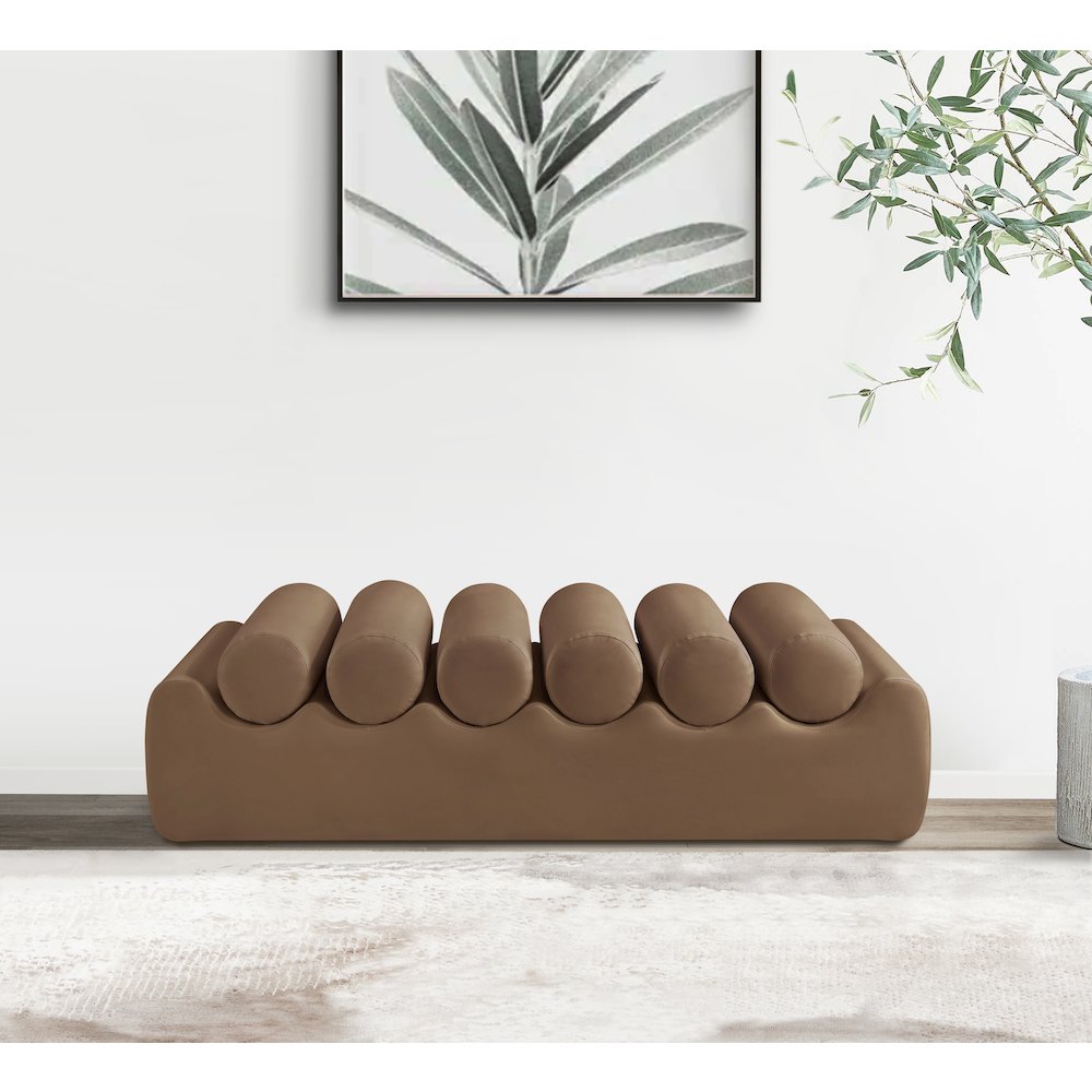 Rumble Brown Vegan Leather Bench. Picture 2