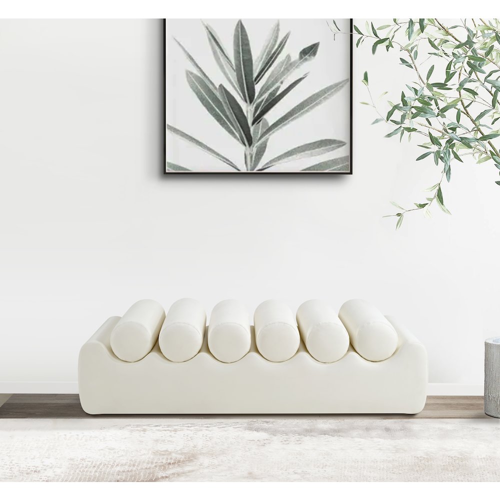 Rumble Cream Vegan Leather Bench. Picture 2