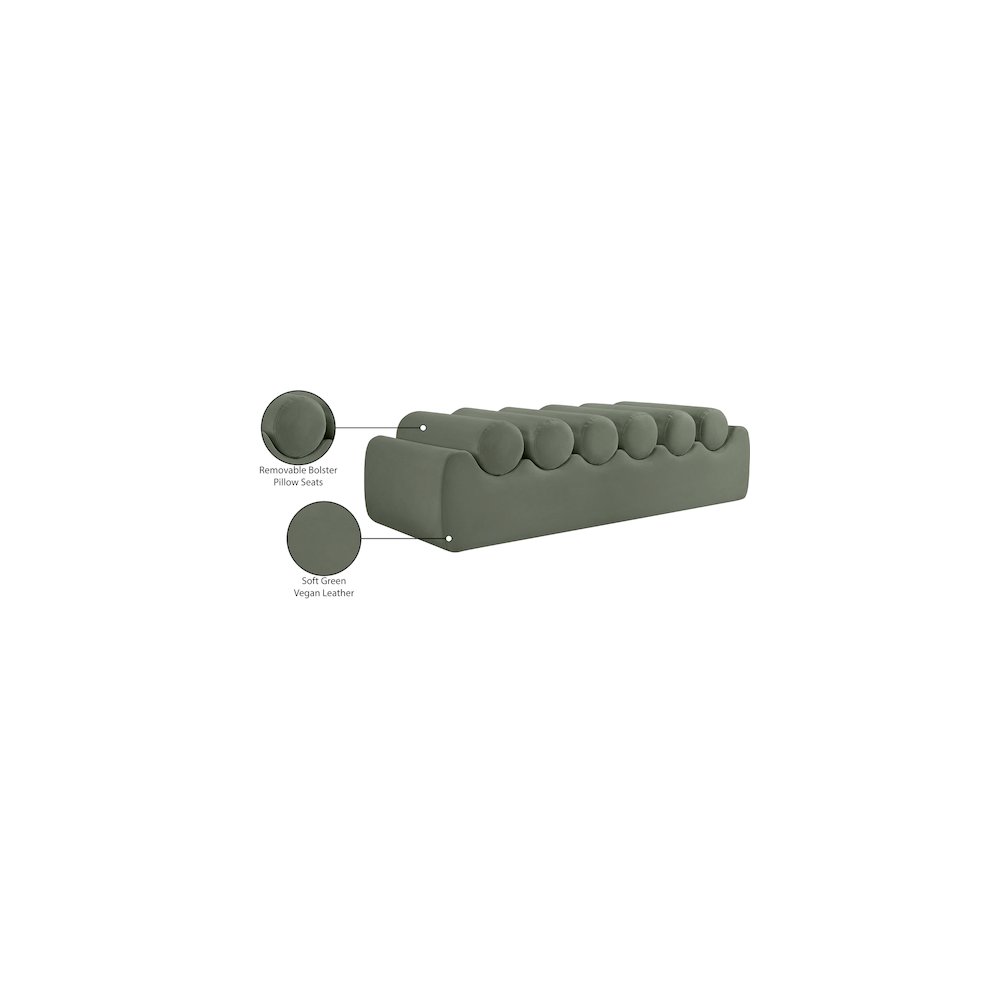 Rumble Green Vegan Leather Bench. Picture 9