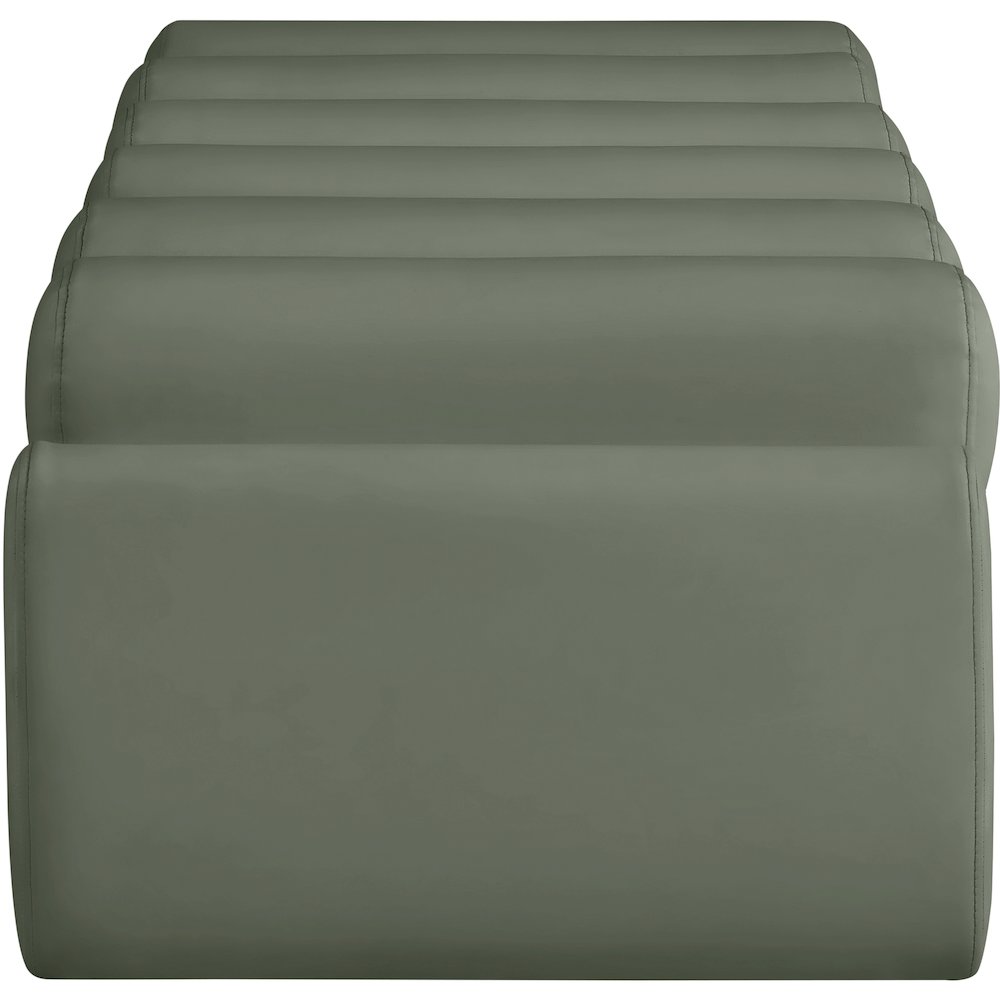 Rumble Green Vegan Leather Bench. Picture 4