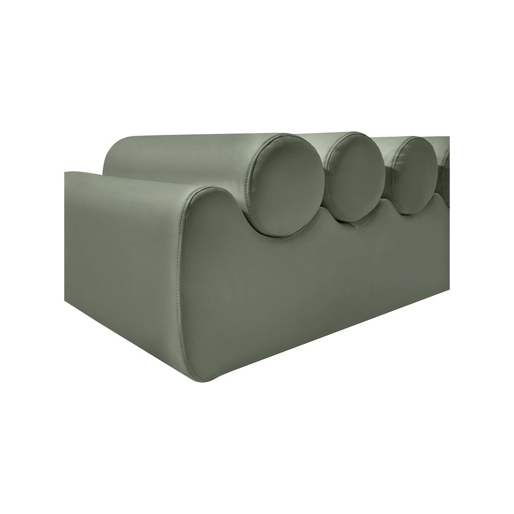 Rumble Green Vegan Leather Bench. Picture 6