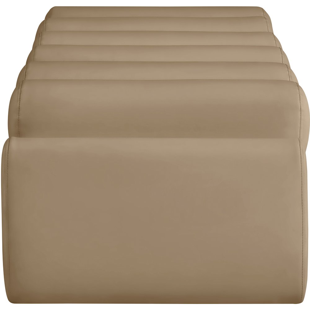 Rumble Tan Vegan Leather Bench. Picture 4