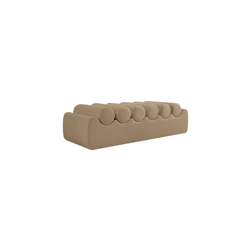 Rumble Tan Vegan Leather Bench. Picture 5