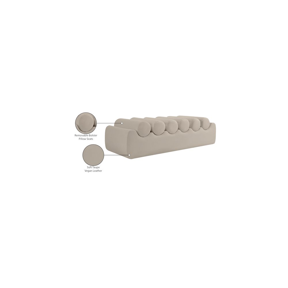 Rumble Taupe Vegan Leather Bench. Picture 9