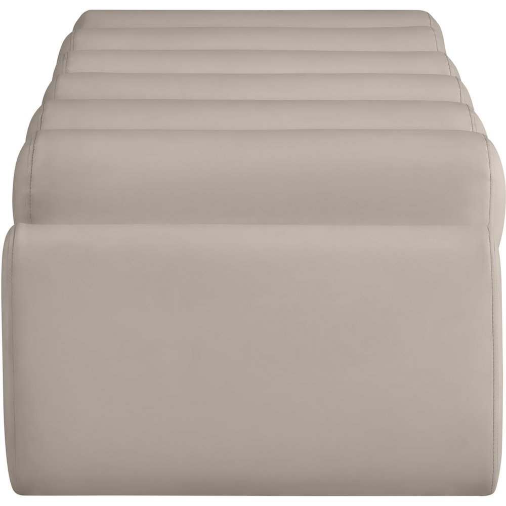 Rumble Taupe Vegan Leather Bench. Picture 4