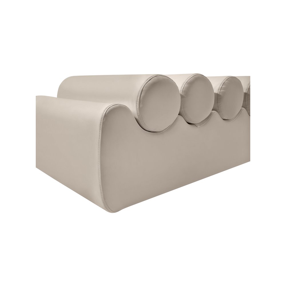 Rumble Taupe Vegan Leather Bench. Picture 6