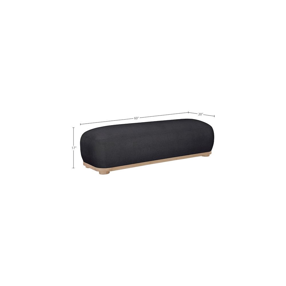 Calum Black Chenille Fabric Bench. Picture 7