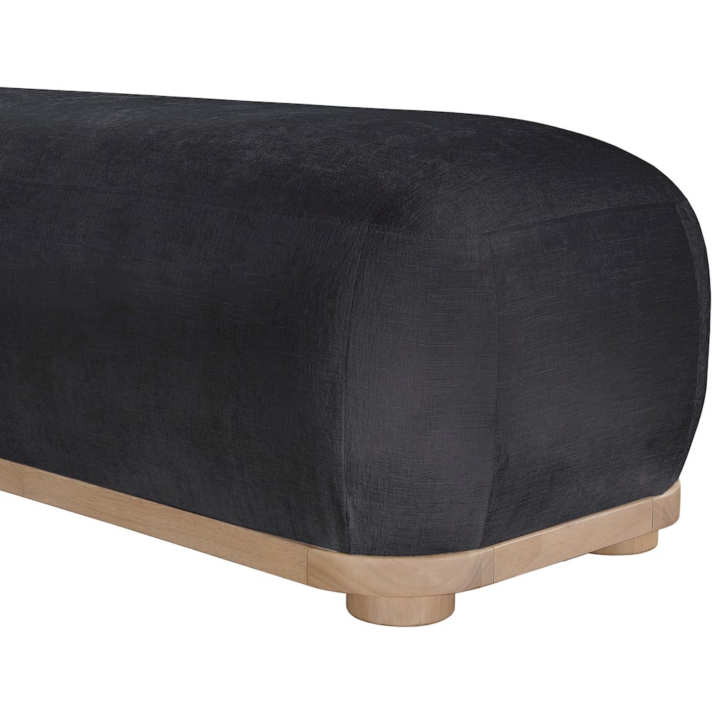 Calum Black Chenille Fabric Bench. Picture 6