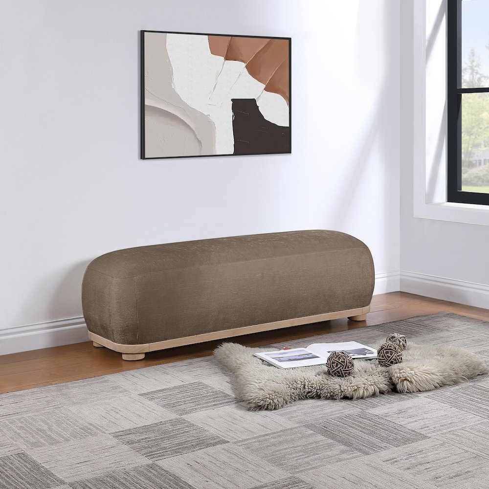 Calum Brown Chenille Fabric Bench. Picture 2