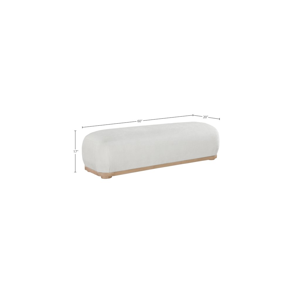 Calum Cream Chenille Fabric Bench. Picture 7