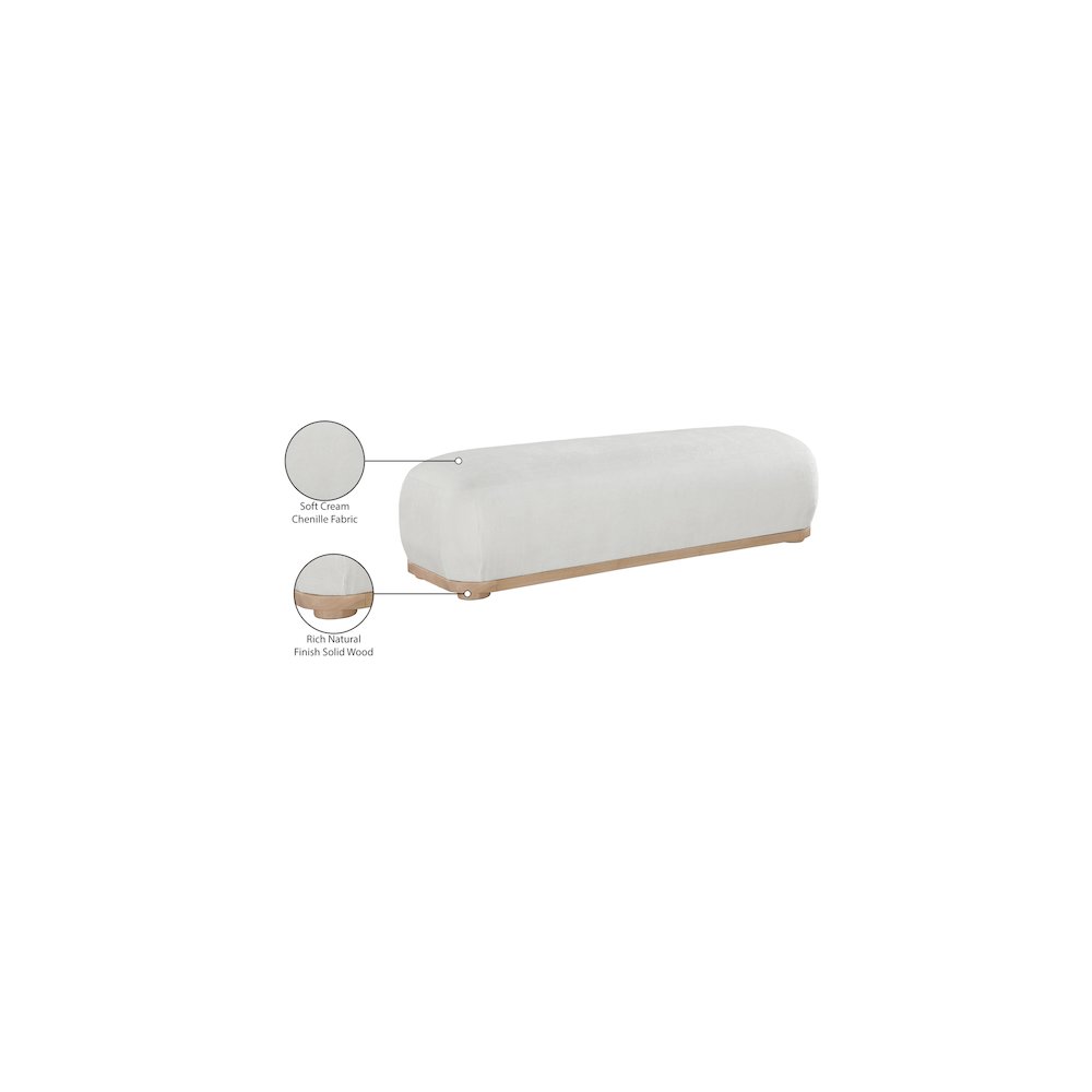 Calum Cream Chenille Fabric Bench. Picture 8