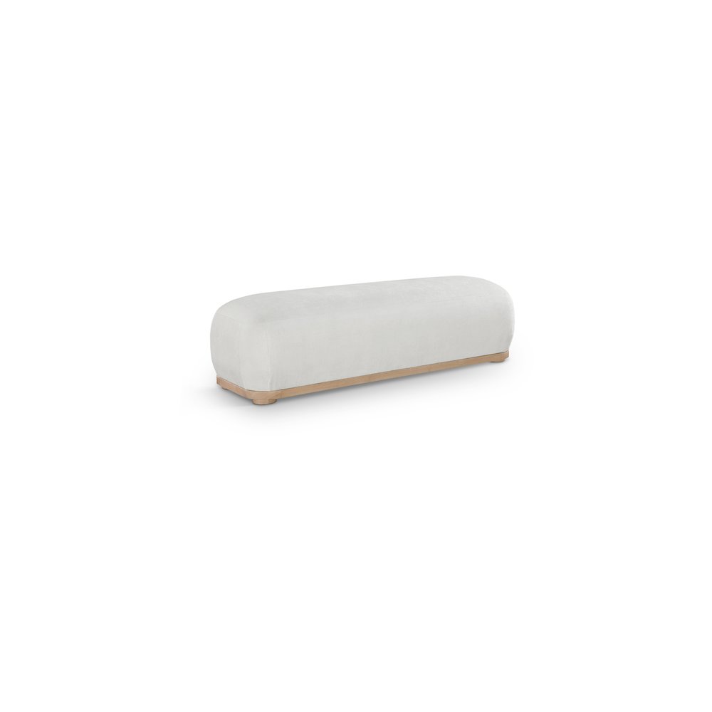 Calum Cream Chenille Fabric Bench. Picture 1