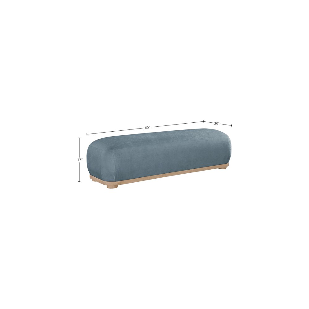 Calum Light Blue Chenille Fabric Bench. Picture 7