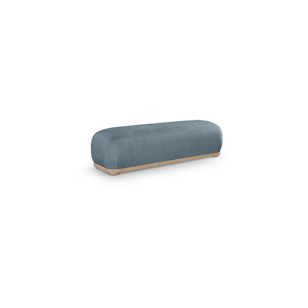 Calum Light Blue Chenille Fabric Bench. Picture 1