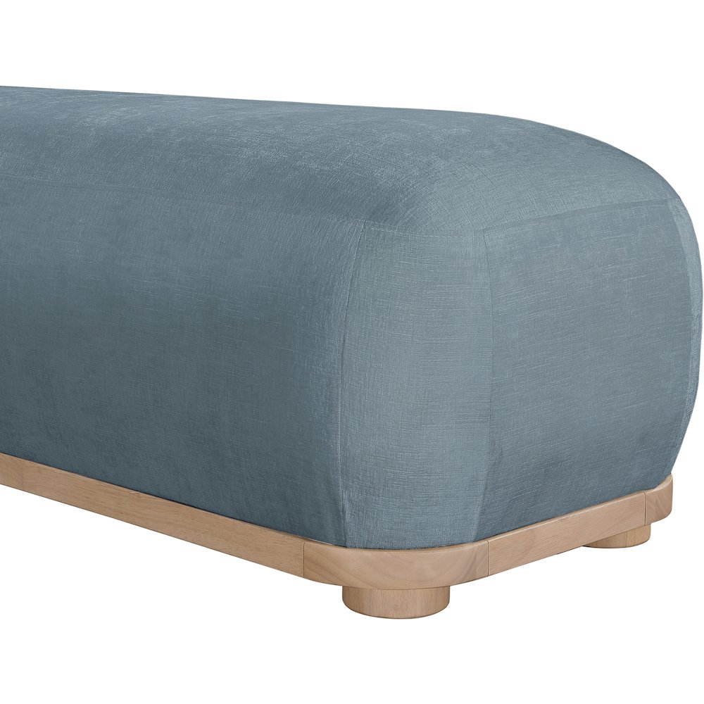 Calum Light Blue Chenille Fabric Bench. Picture 6