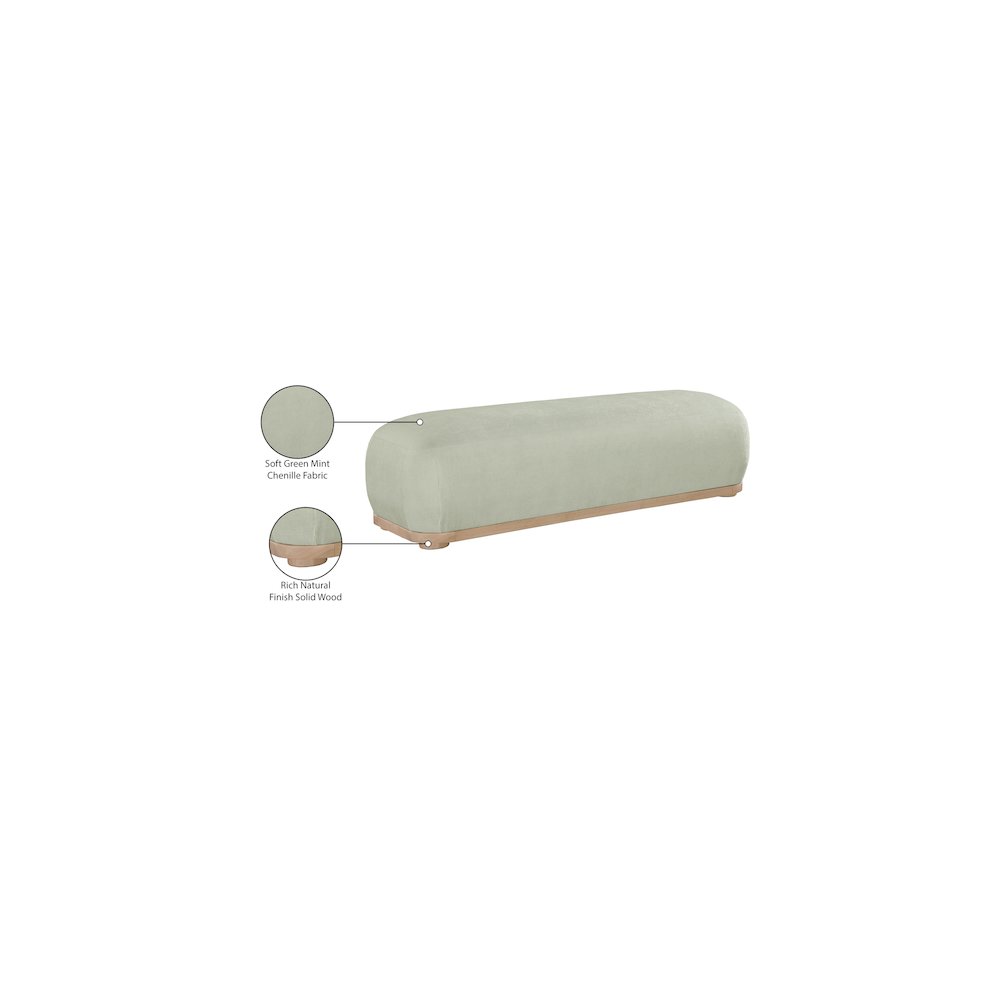 Calum Mint Chenille Fabric Bench. Picture 8