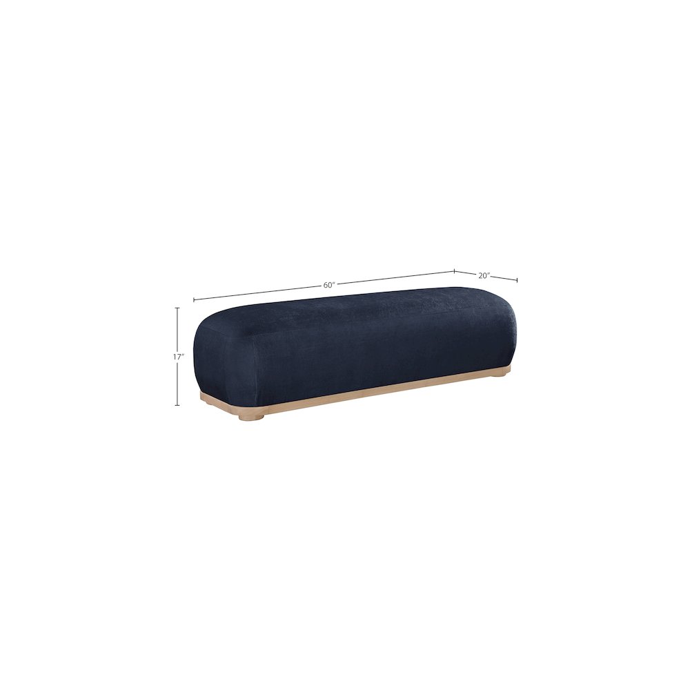 Calum Navy Chenille Fabric Bench. Picture 7