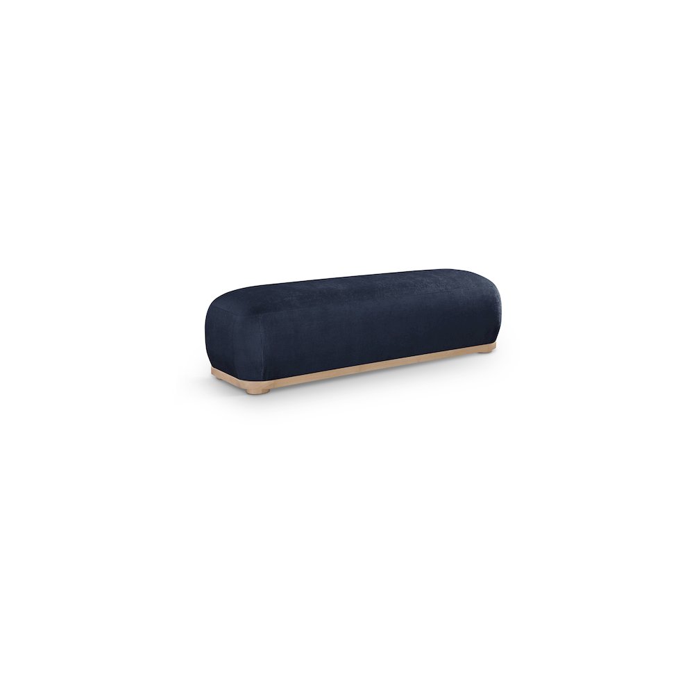 Calum Navy Chenille Fabric Bench. Picture 1