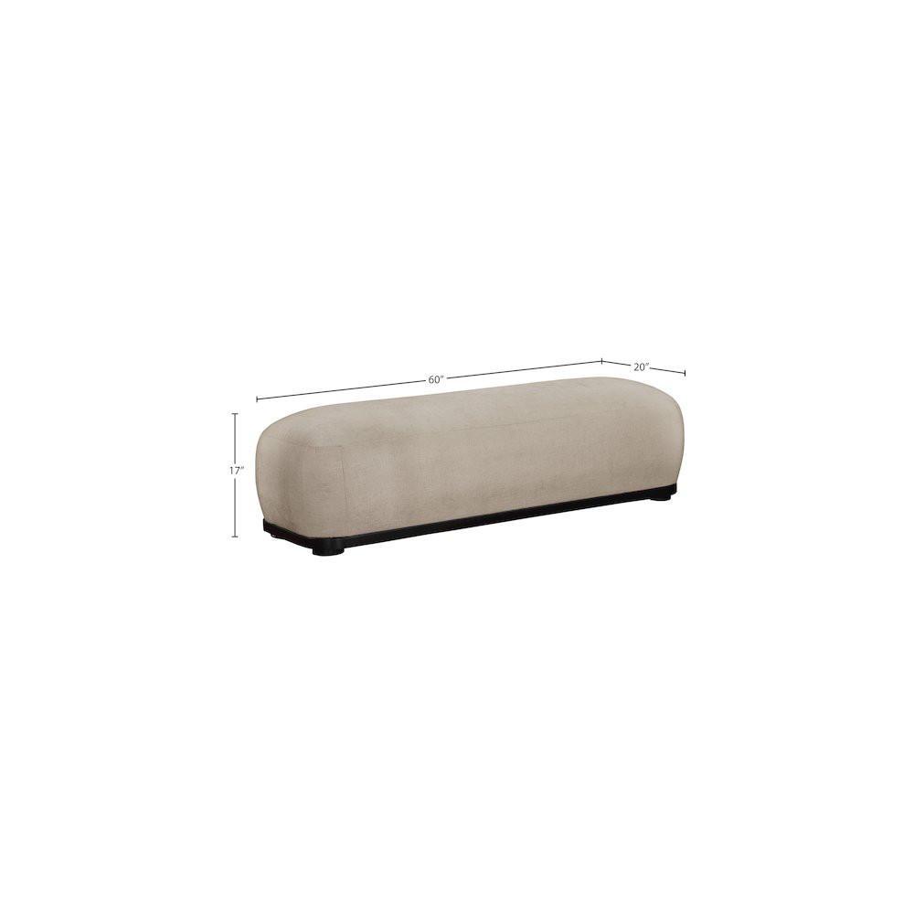 Calum Beige Chenille Fabric Bench. Picture 7