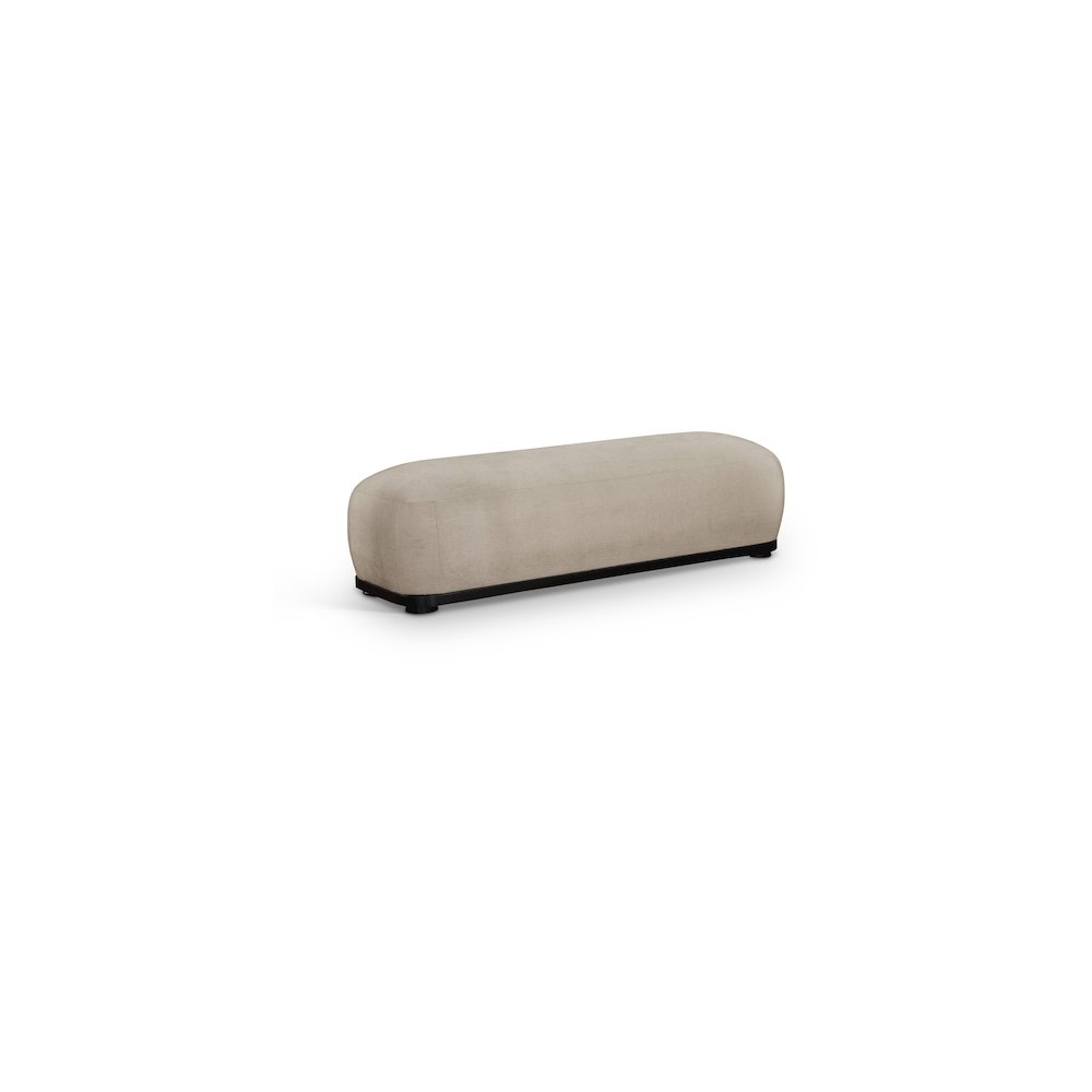 Calum Beige Chenille Fabric Bench. Picture 1