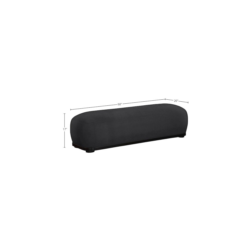 Calum Black Chenille Fabric Bench. Picture 7