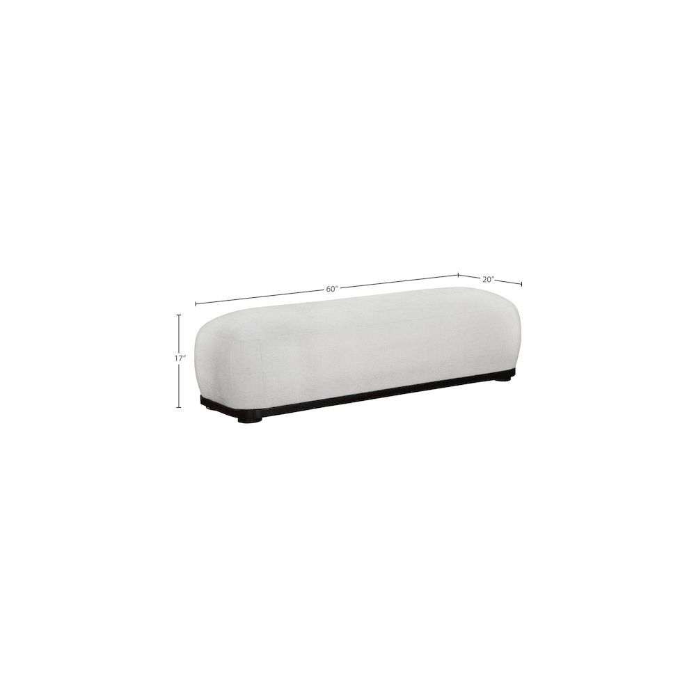 Calum Cream Chenille Fabric Bench. Picture 7