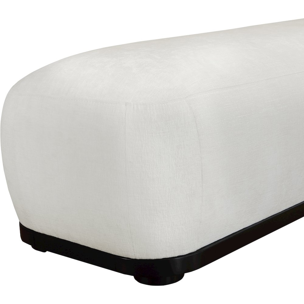 Calum Cream Chenille Fabric Bench. Picture 6