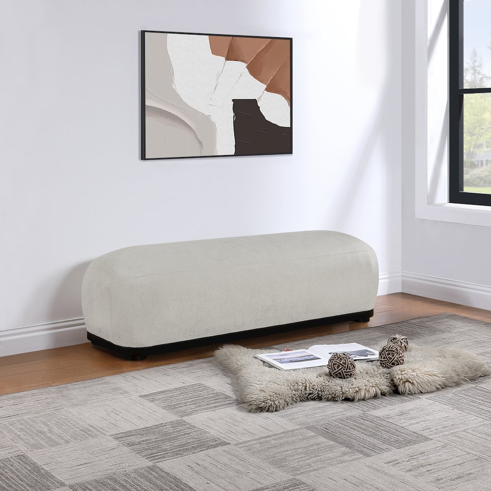 Calum Grey Chenille Fabric Bench. Picture 2