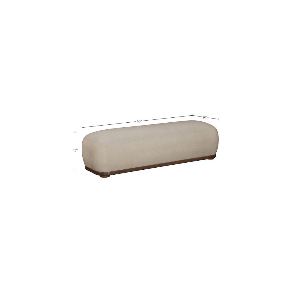 Calum Beige Chenille Fabric Bench. Picture 7