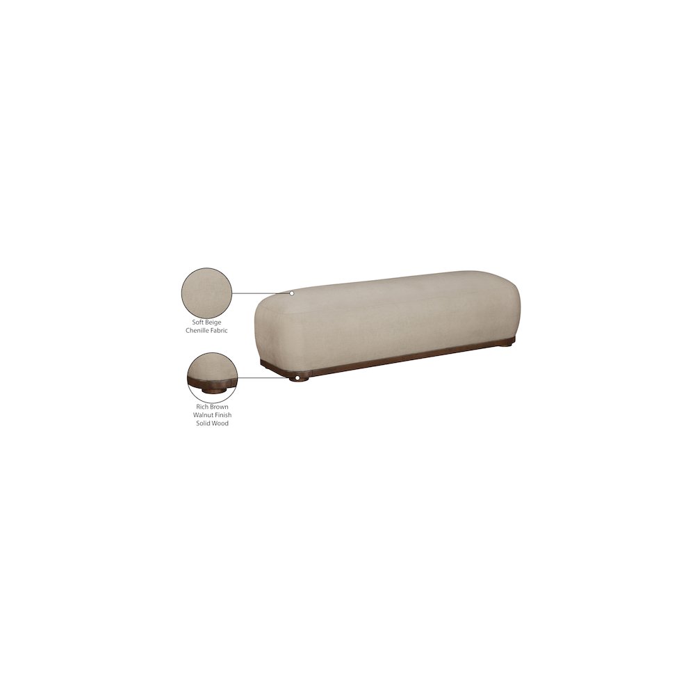Calum Beige Chenille Fabric Bench. Picture 8