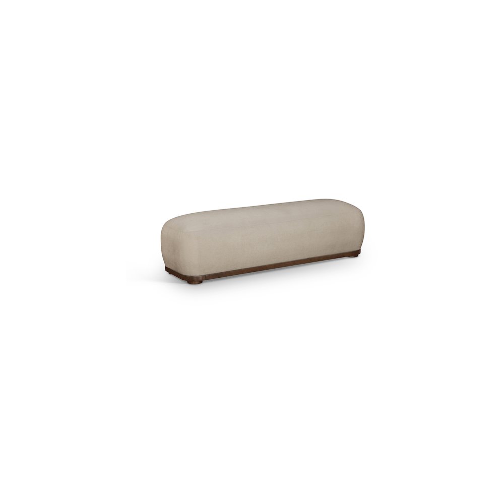 Calum Beige Chenille Fabric Bench. Picture 1