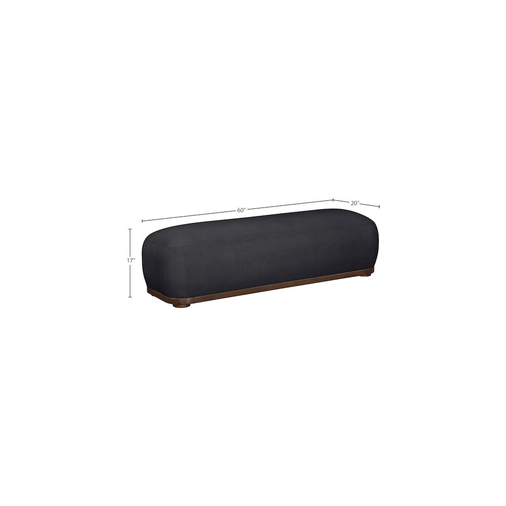 Calum Black Chenille Fabric Bench. Picture 7