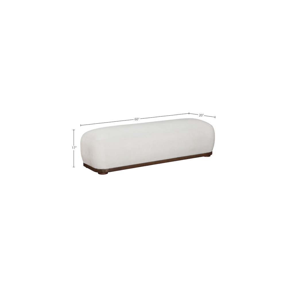 Calum Cream Chenille Fabric Bench. Picture 7