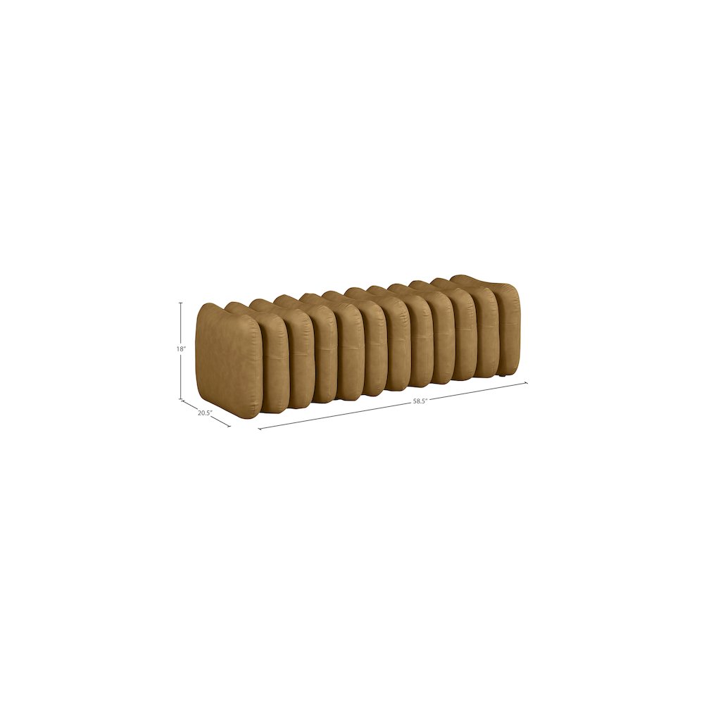 Atticus Brown Vegan Leather Bench. Picture 7