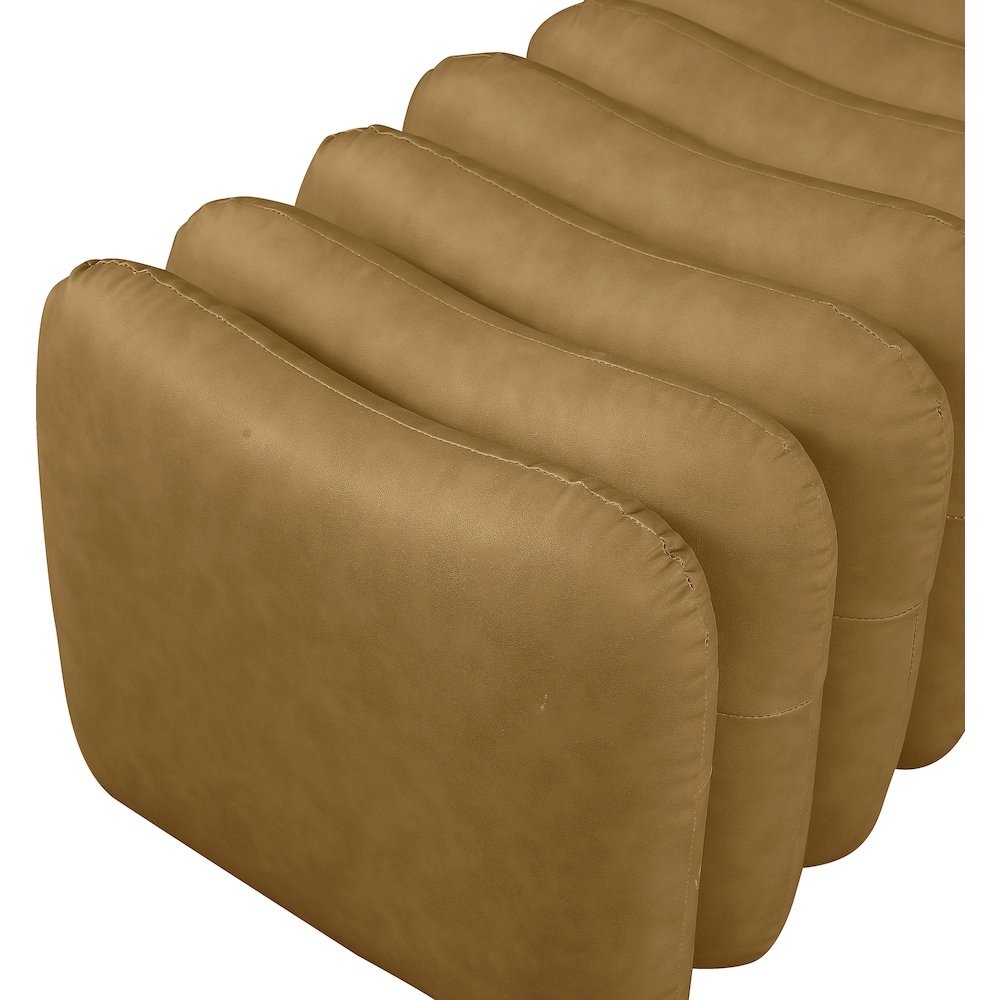 Atticus Brown Vegan Leather Bench. Picture 5