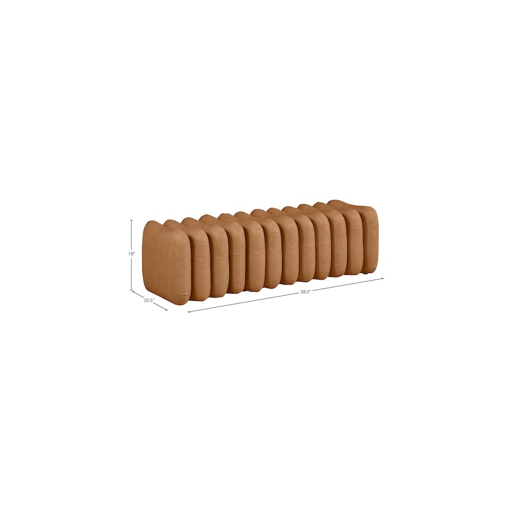 Atticus Cognac Vegan Leather Bench. Picture 7