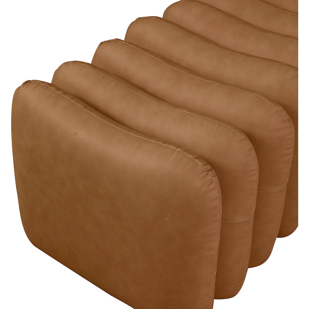Atticus Cognac Vegan Leather Bench. Picture 5