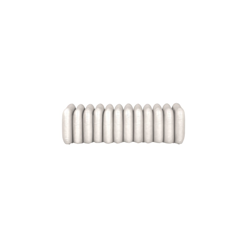 Atticus Cream Vegan Leather Bench. Picture 3