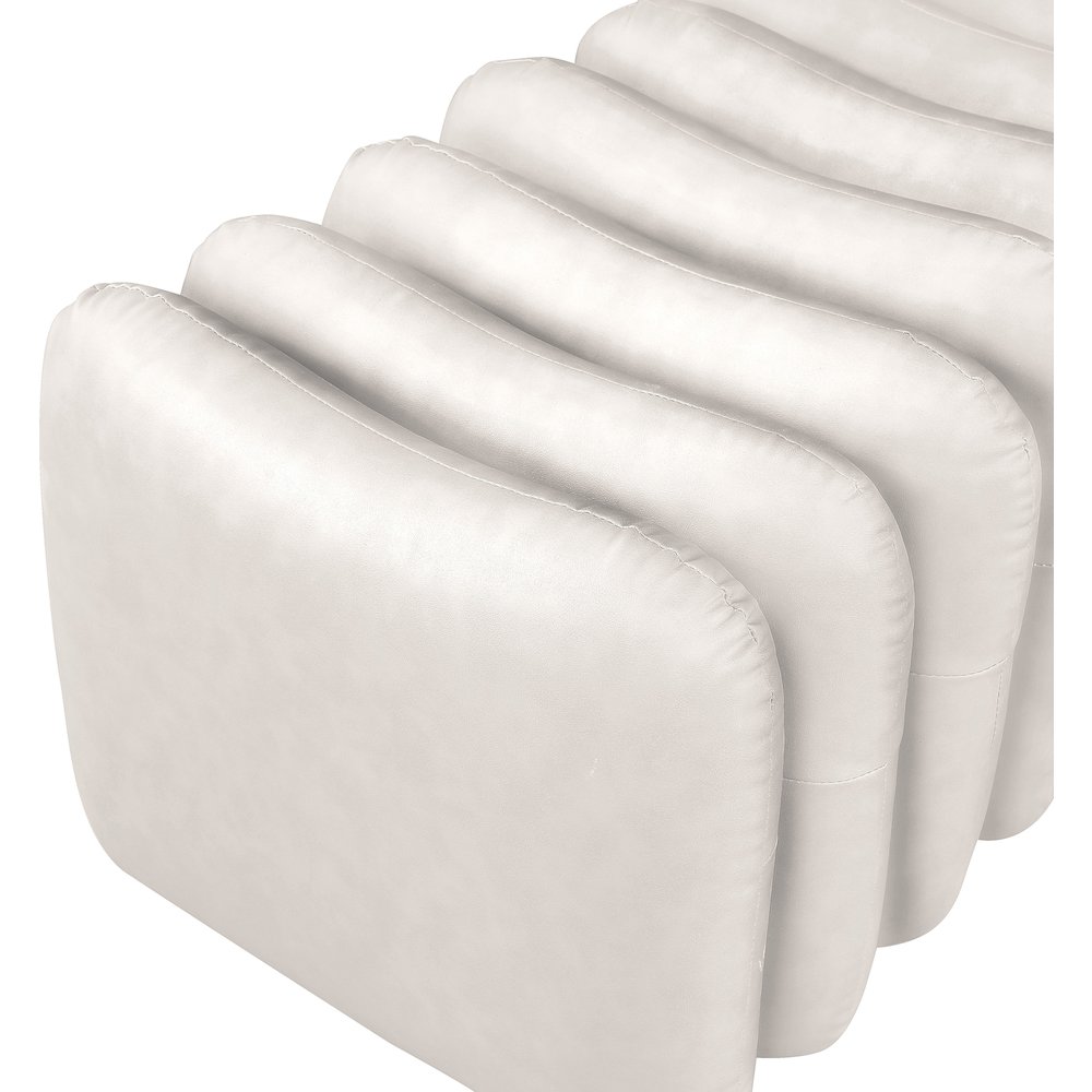 Atticus Cream Vegan Leather Bench. Picture 5