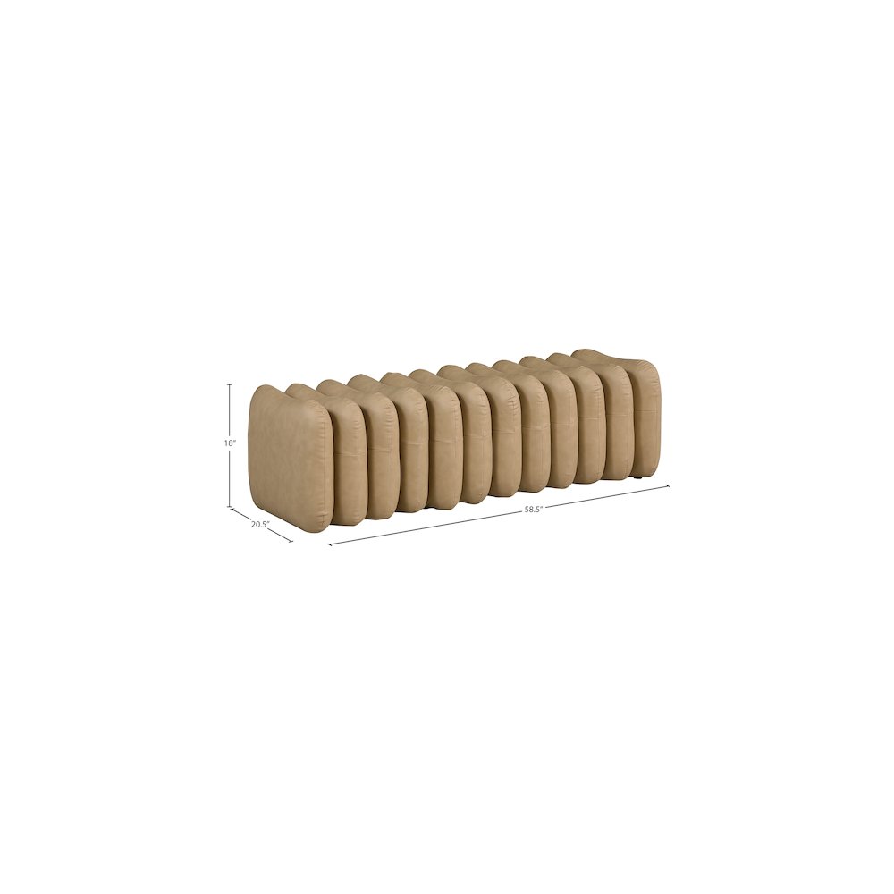 Atticus Tan Vegan Leather Bench. Picture 7