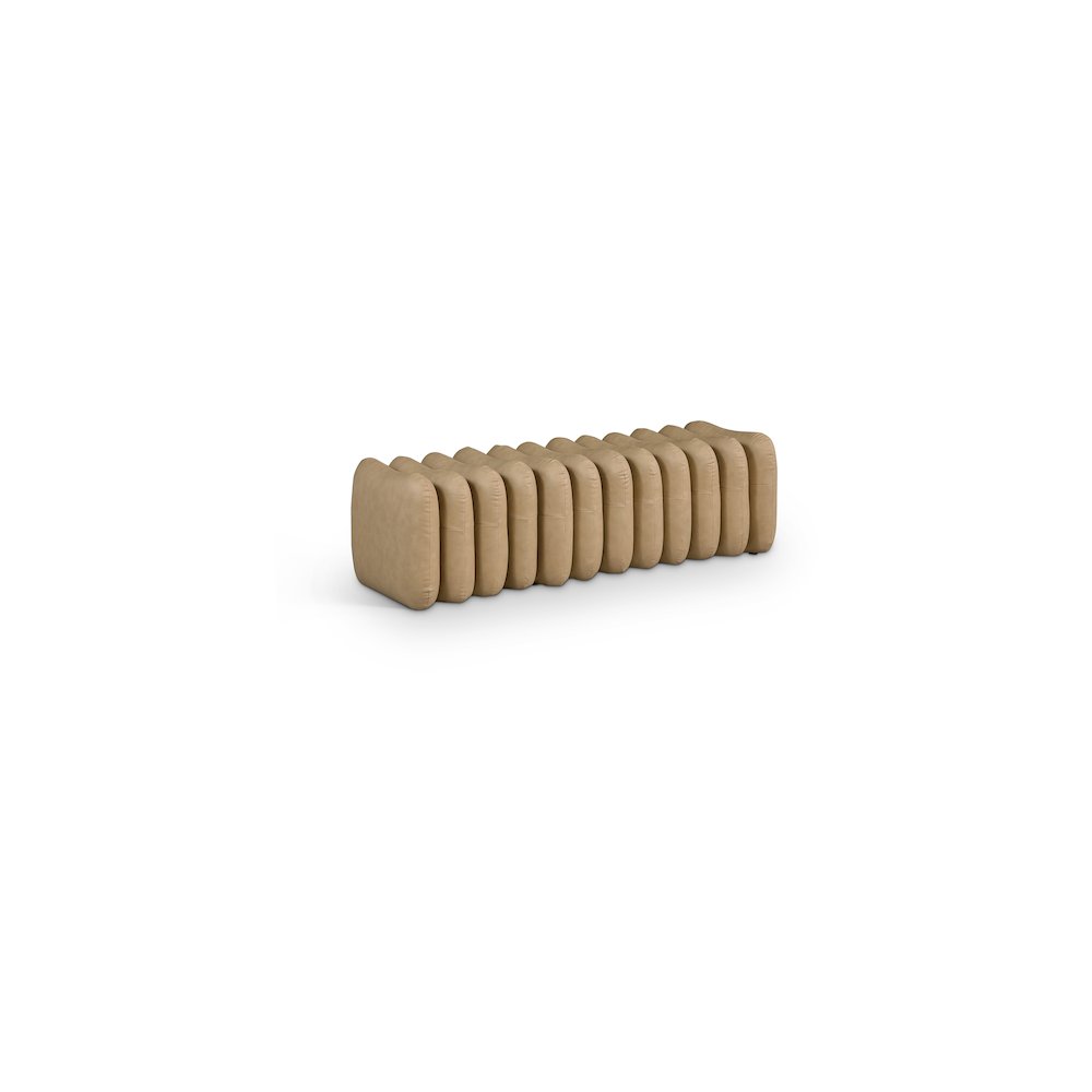 Atticus Tan Vegan Leather Bench. Picture 1