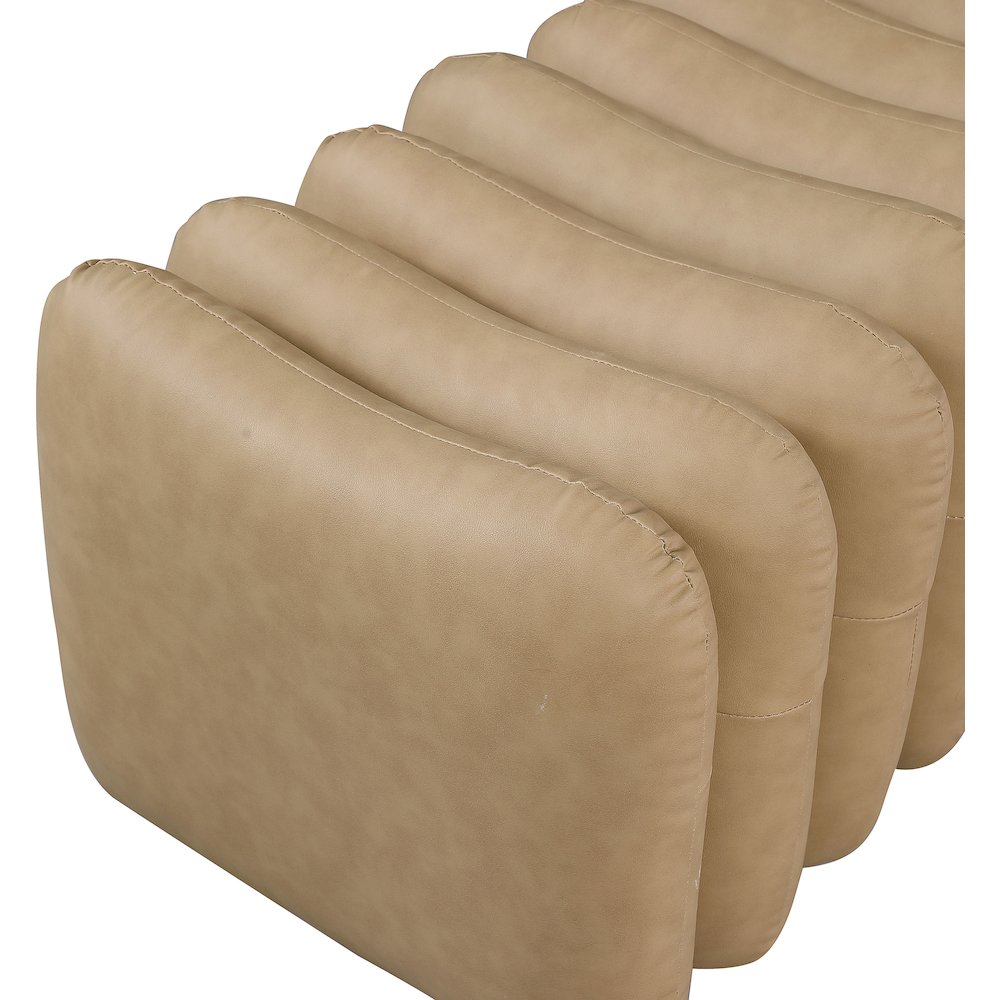 Atticus Tan Vegan Leather Bench. Picture 5