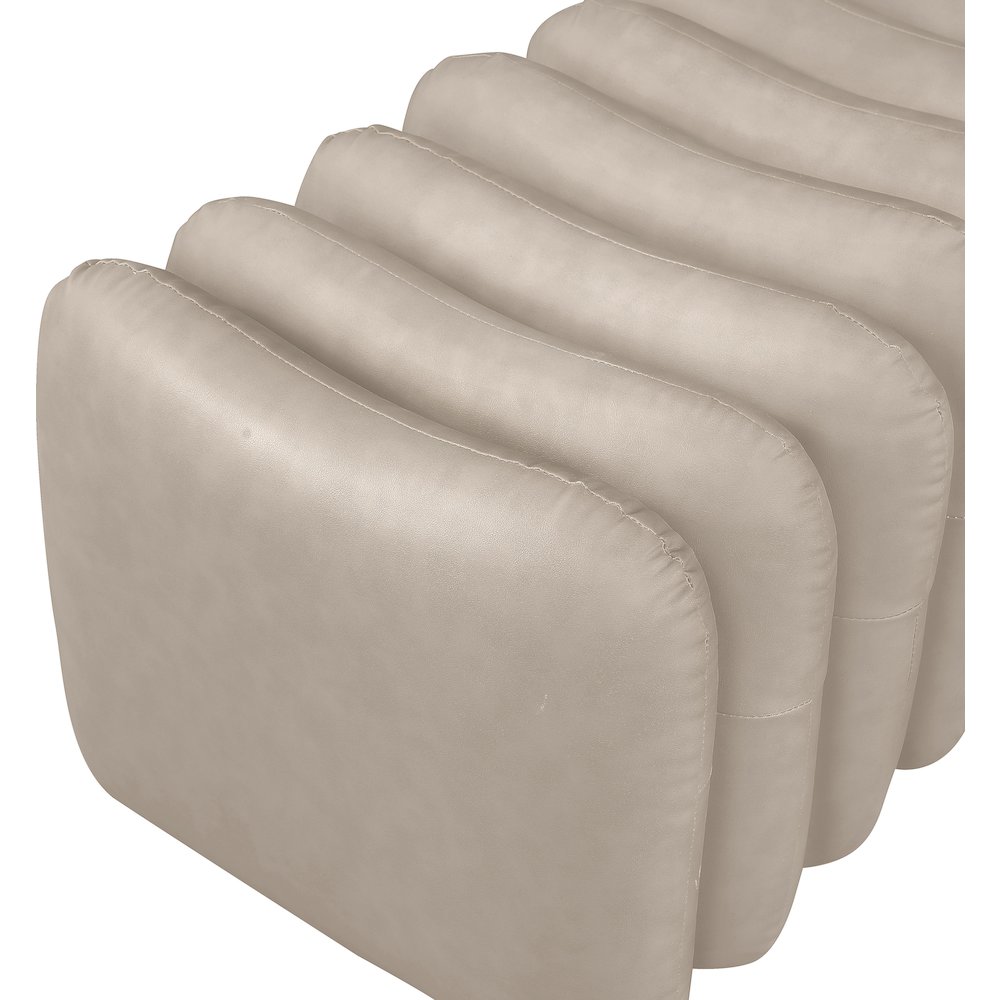 Atticus Taupe Vegan Leather Bench. Picture 5
