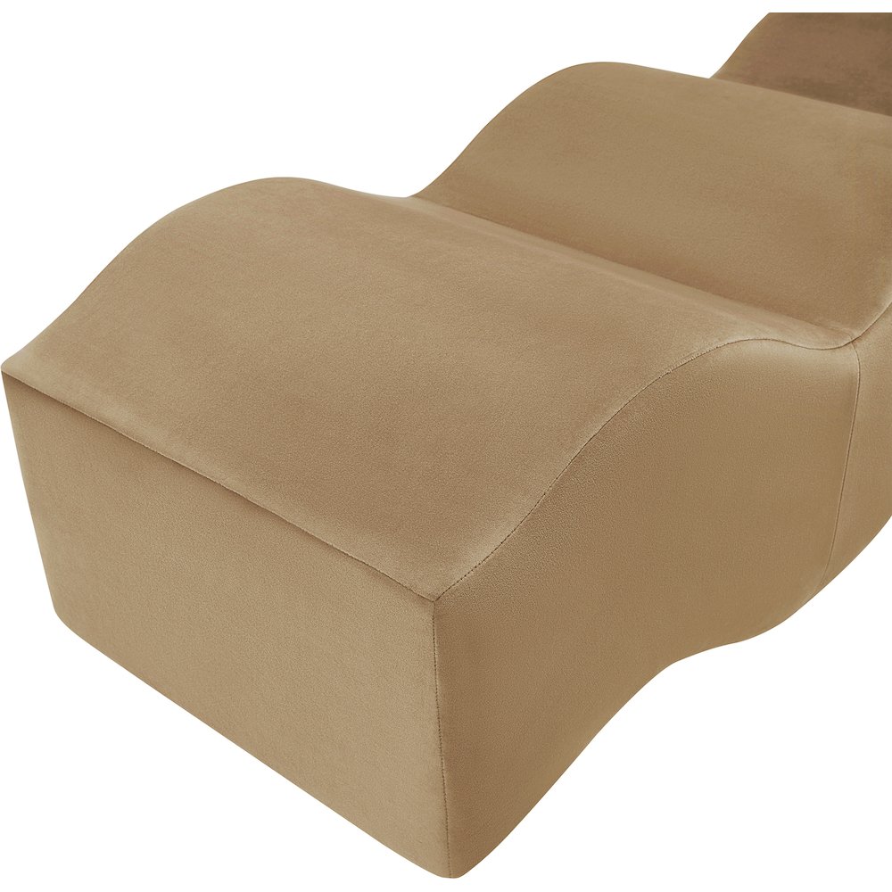 Wave Beige Velvet Bench. Picture 11