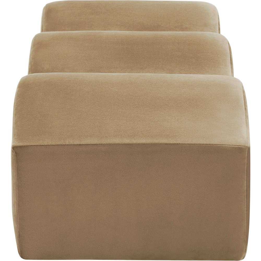 Wave Beige Velvet Bench. Picture 5
